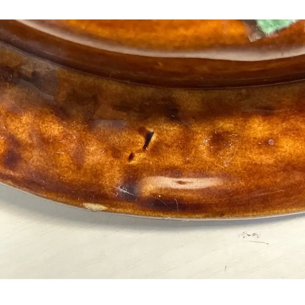 Art Deco Lane Ceramics MCM Ashtray Orange Lava Glaze Calif Pottery Vtg 60s Retro